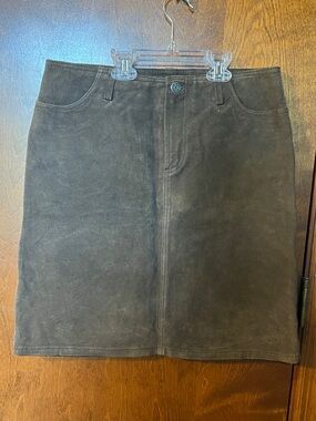 Vintage SO Dark Brown Leather Mini Skirt Sz 9